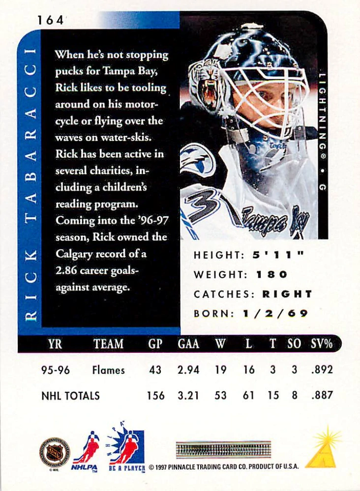 1996-97 Pinnacle Be a Player - Rick Tabaracci #164