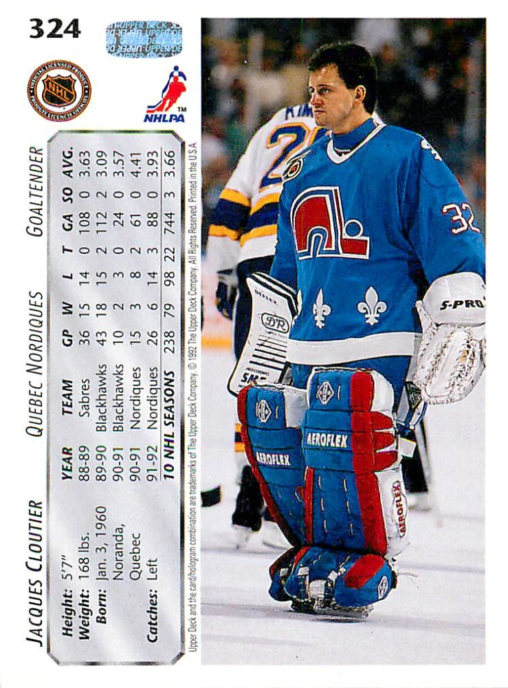 1992-93 UD Series - Jeacques Cloutier #324