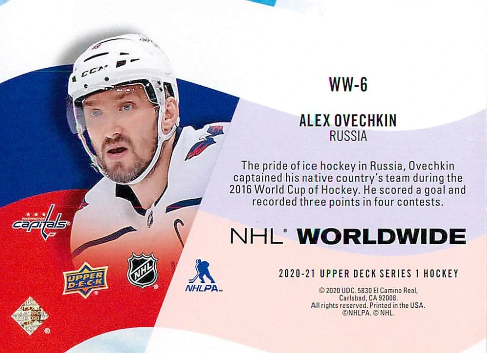 2020-21 UD Series 1 - Alex Ovechkin - NHL Worldwide #WW-6
