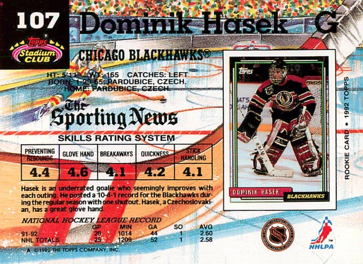 1992-93 Topps Stadium Club - Dominik Hašek #107