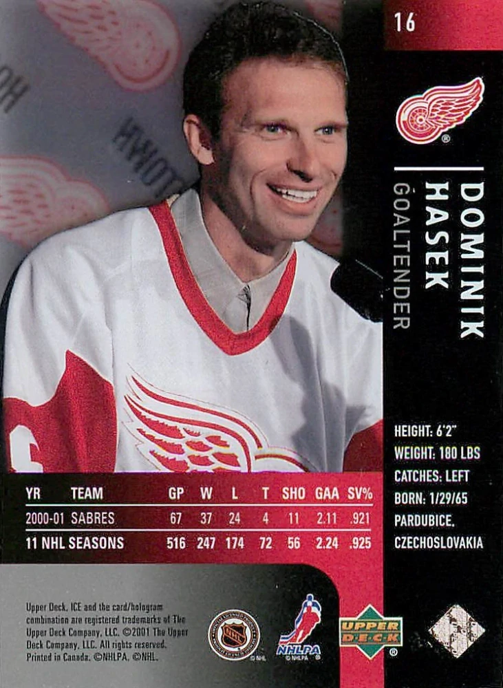 2001-02 UD Ice - Dominik Hašek #16