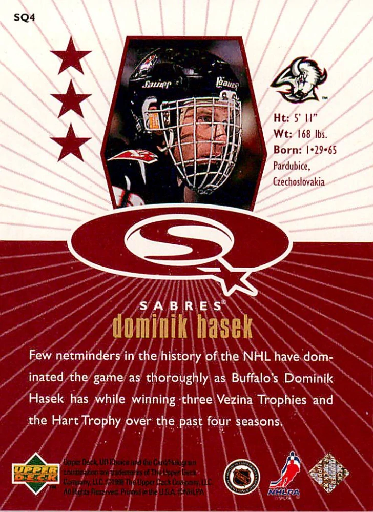 1998-99 UD Choice - Dominik Hašek - Starquest Red #SQ4