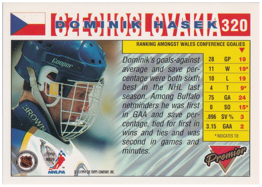 1993-94 Topps Premier - Dominik Hašek #320