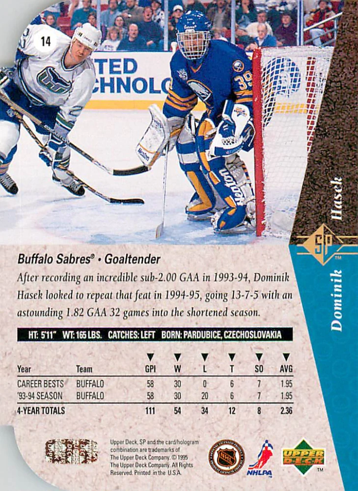 1994-95 UD SP - Dominik Hašek - Die Cut #14