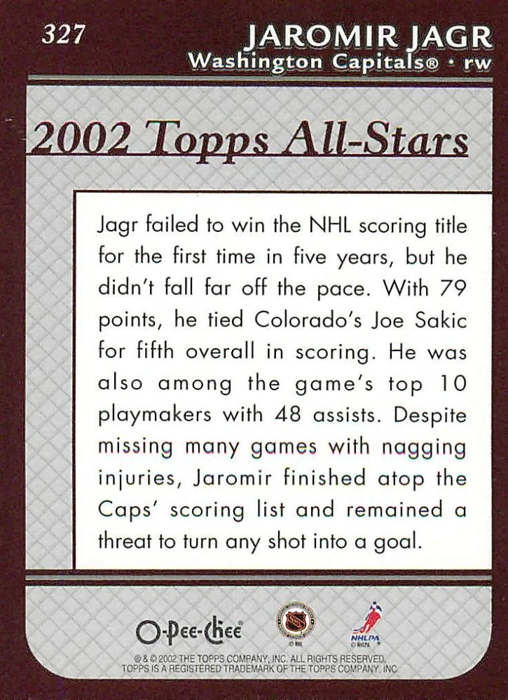 2002-03 O-Pee-Chee - Jaromír Jágr - All-Stars #327