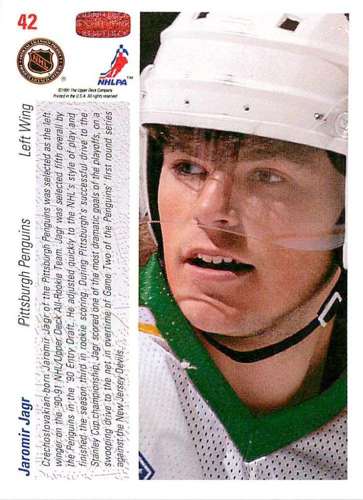 1991-92 UD Series - Jaromír Jágr - Rookie Team #42