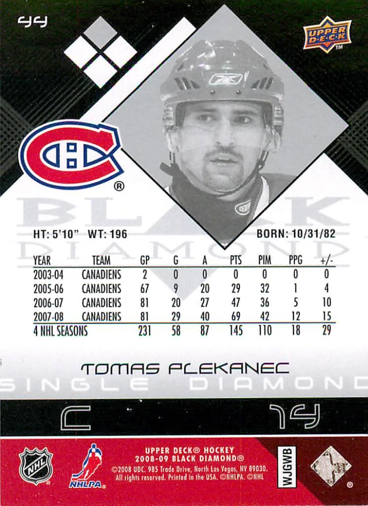2008-09 UD Black Diamond - Tomáš Plekanec #44