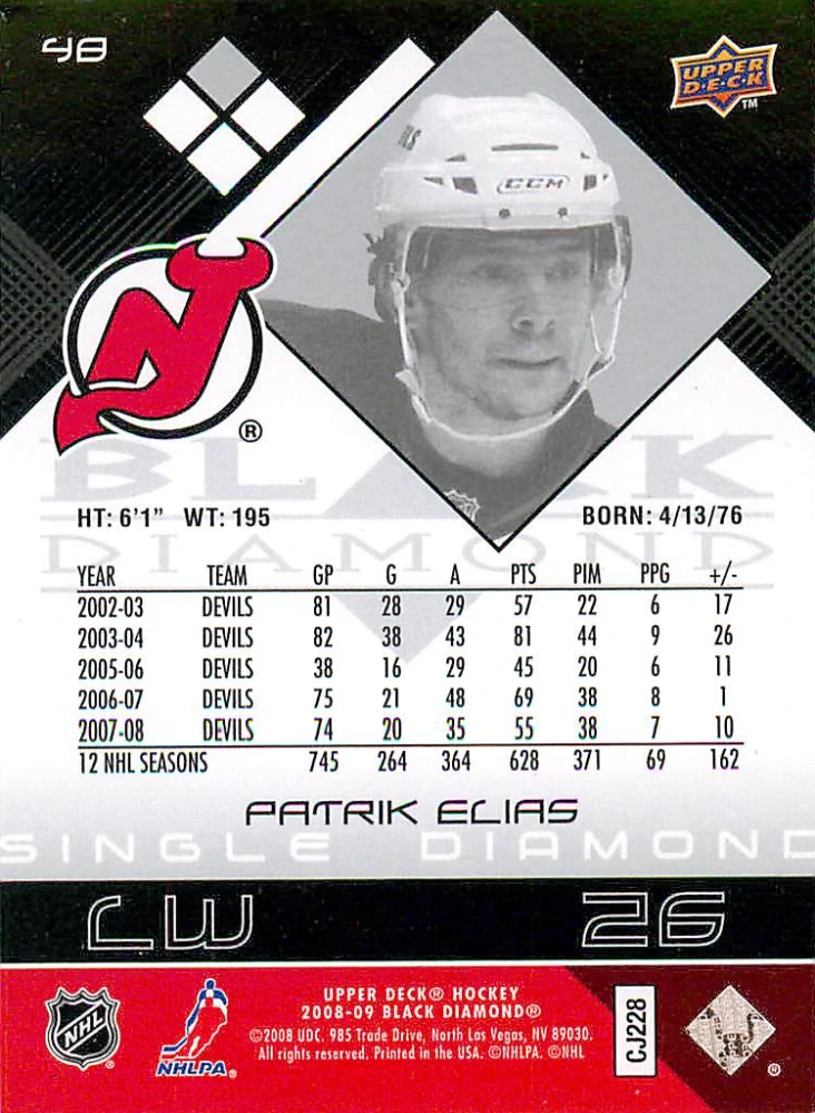 2008-09 UD Black Diamond - Patrik Eliáš #48