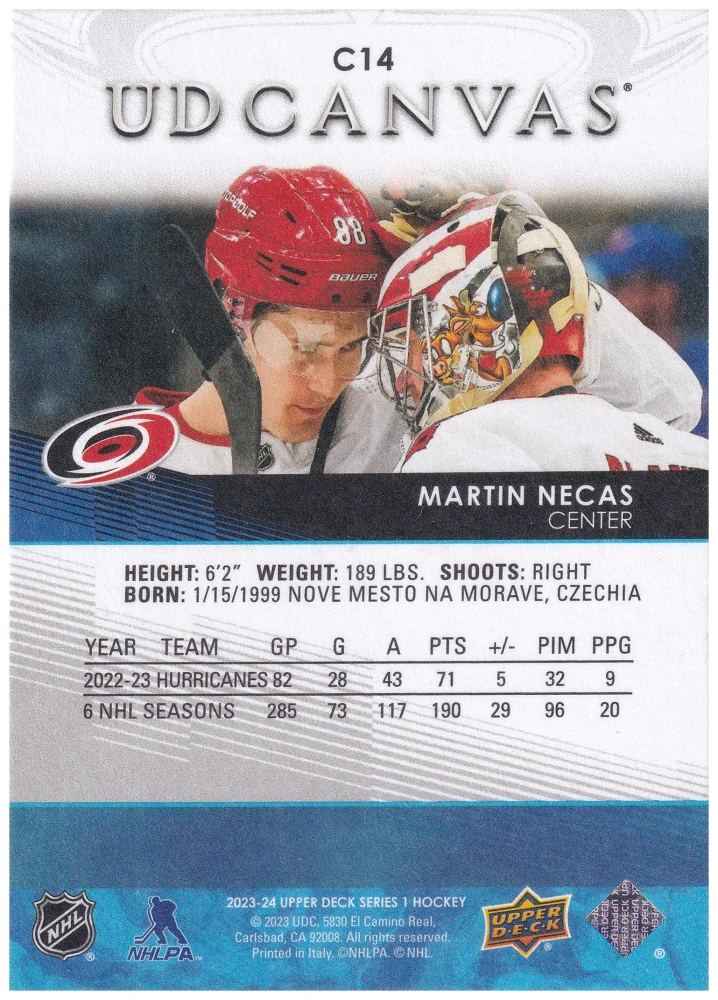 2023-24 UD Series 1 - Martin Nečas - Canvas #C14