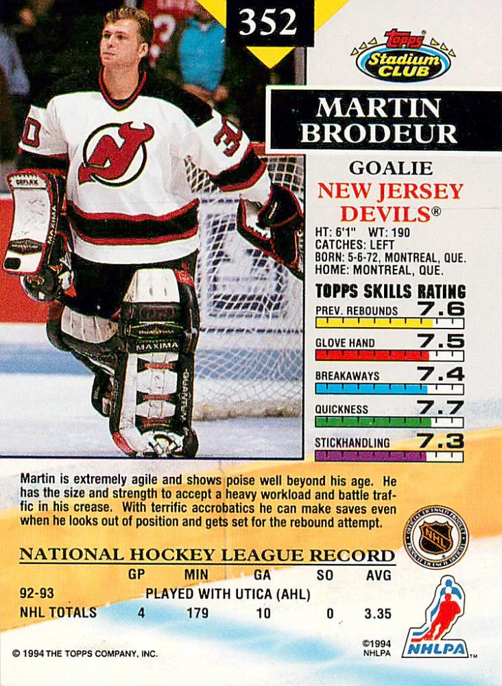 1993-94 Topps Stadium Club - Martin Brodeur #352