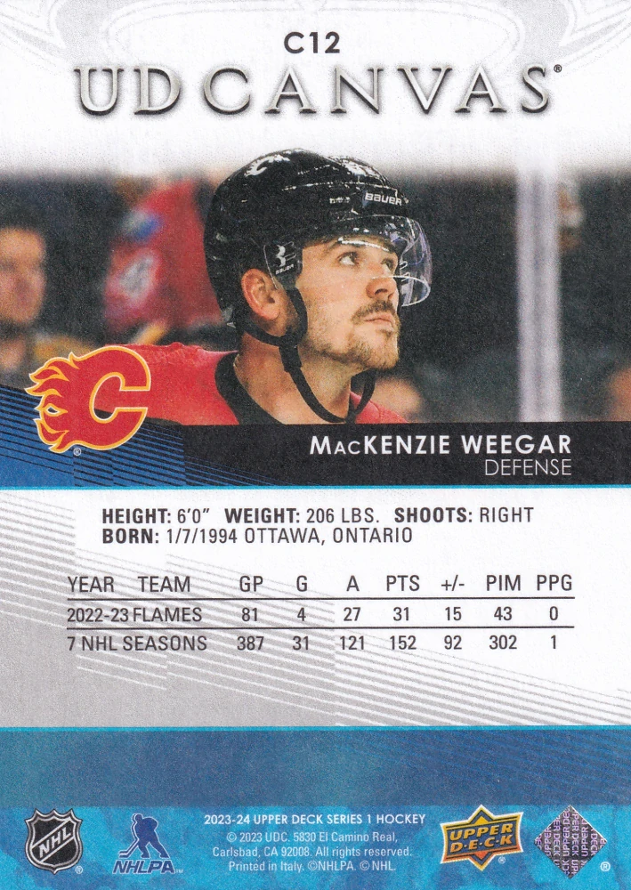 2023-24 UD Series 1 - MacKenzie Weegar - Canvas #C12