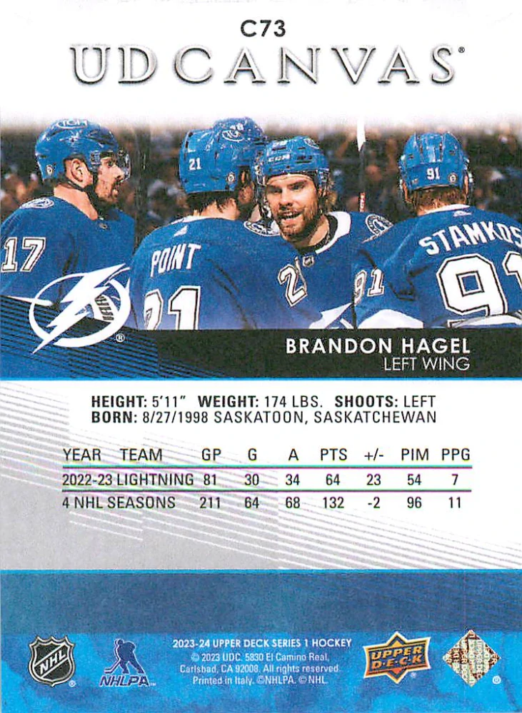 2023-24 UD Series 1 - Brandon Hagel - Canvas #C73