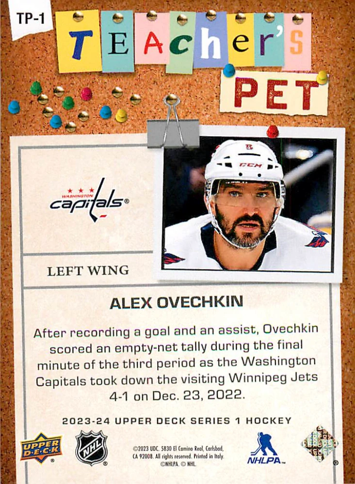 2023-24 UD Series 1 - Alex Ovechkin - Teacher's Pet #TP-1