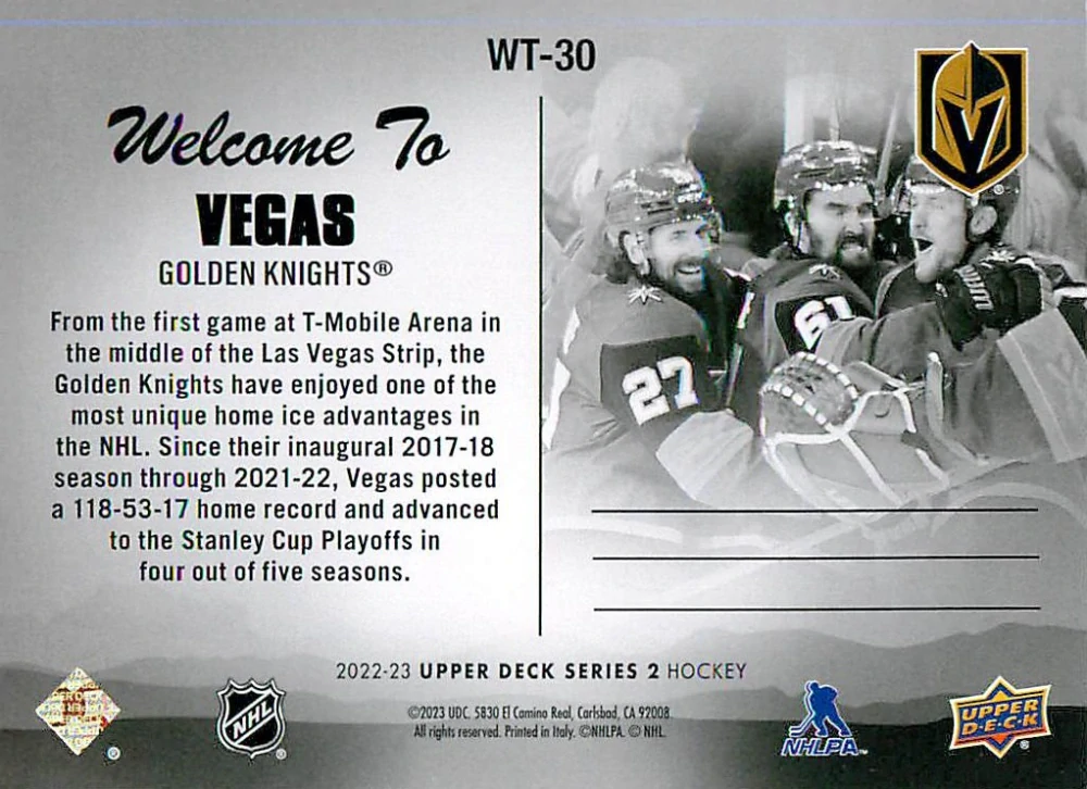 2022-23 UD Series 2 - Welcome To Vegas #WT-30