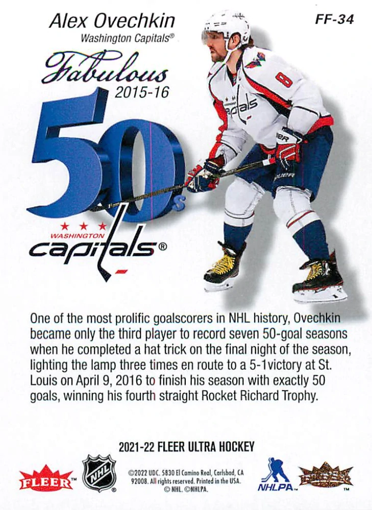 2021-22 UD Fleer Ultra - Alex Ovechkin - Fabulous 50's #FF-34