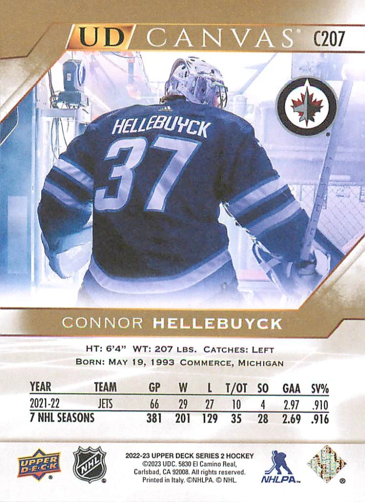 2022-23 UD Series 2 - Connor Hellebuyck - Canvas #C207