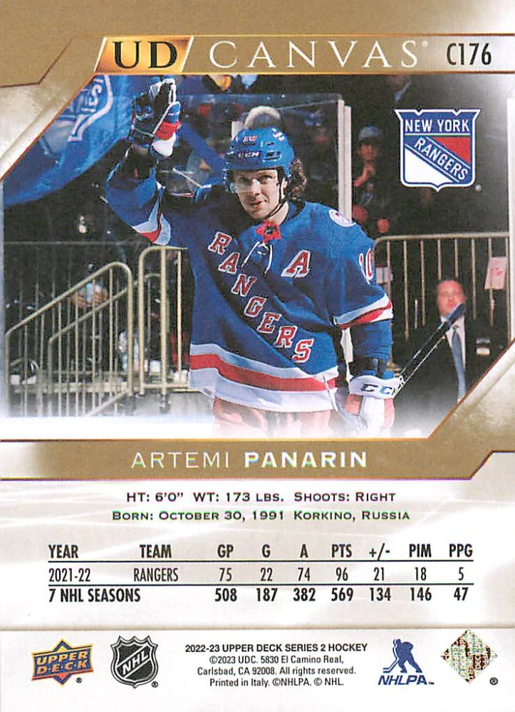 2022-23 UD Series 2 - Artemi Panarin - Canvas #C176