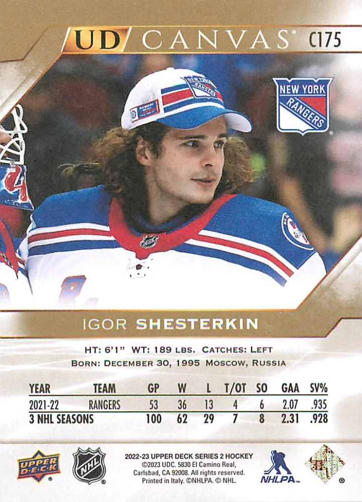 2022-23 UD Series 2 - Igor Shesterkin - Canvas #C175