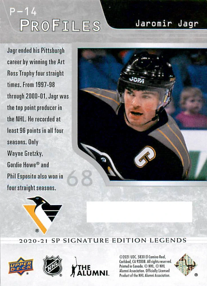 2020-21 UD SP Signature Edition Legends - Jaromír Jágr - Profiles #P-14
