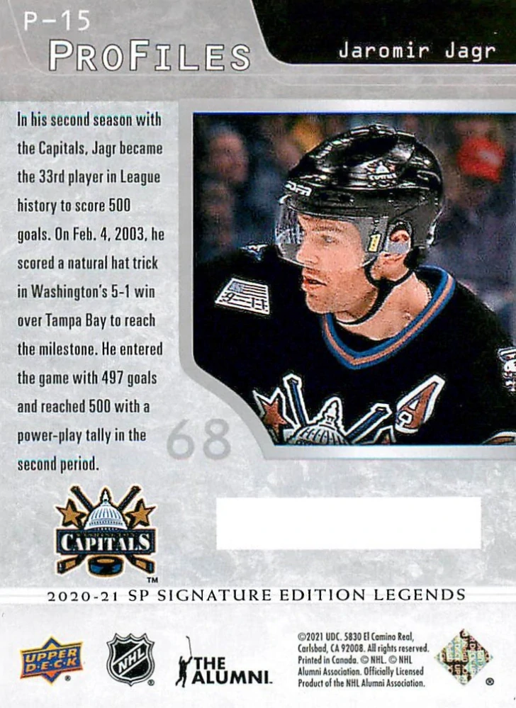 2020-21 UD SP Signature Edition Legends - Jaromír Jágr - Profiles #P-15
