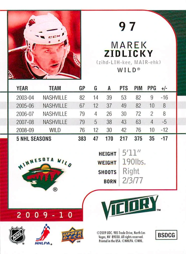 2009-10 UD Victory - Marek Židlický #97