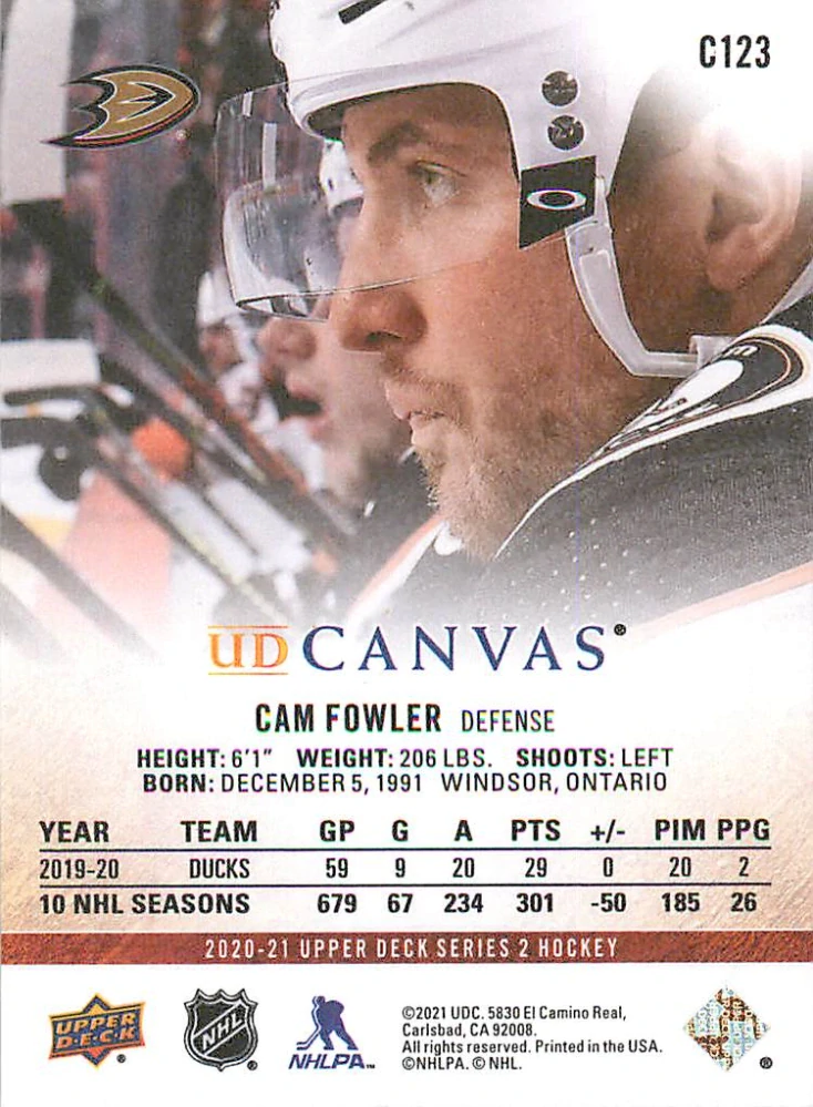 2020-21 UD Series 2 - Cam Fowler - Canvas #C123
