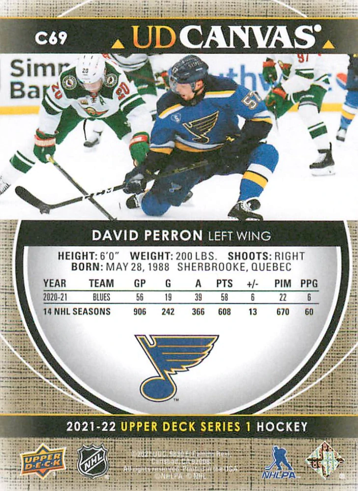2021-22 UD Series 1 - David Perron - Canvas #C69