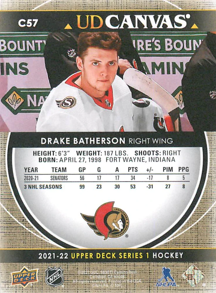 2021-22 UD Series 1 - Drake Batherosn - Canvas #C57