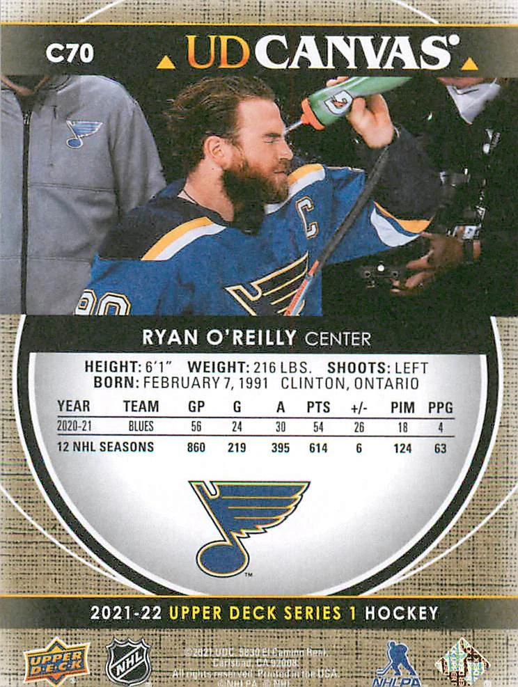 2021-22 UD Series 1 - Ryan O'Reilly - Canvas #C70