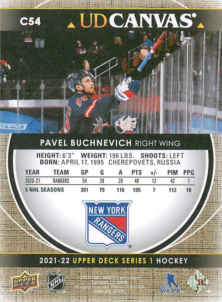2021-22 UD Series 1 - Pavel Buchnevich - Canvas #C54