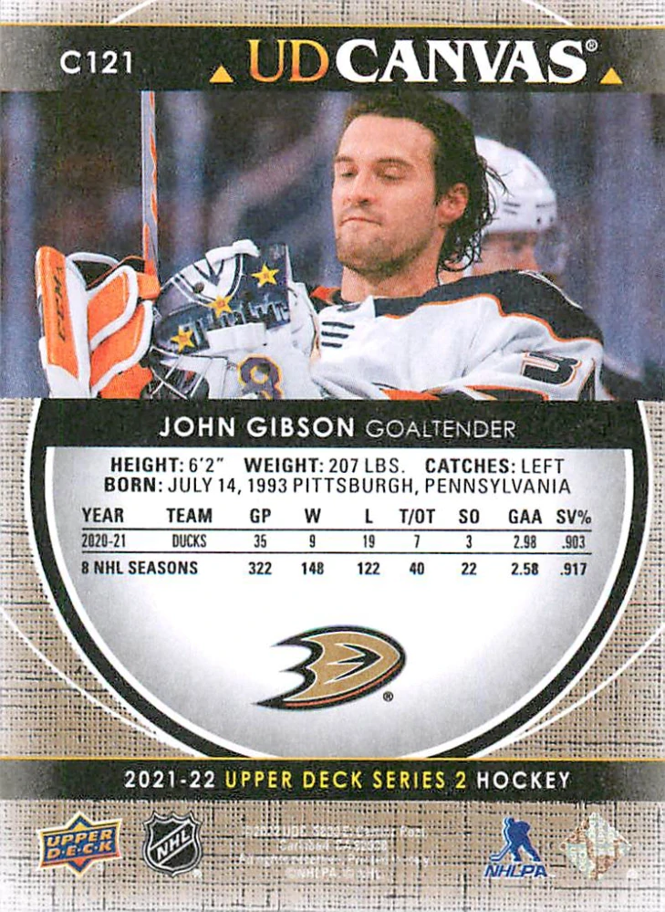 2021-22 UD Series 2 - John Gibson - Canvas #C121