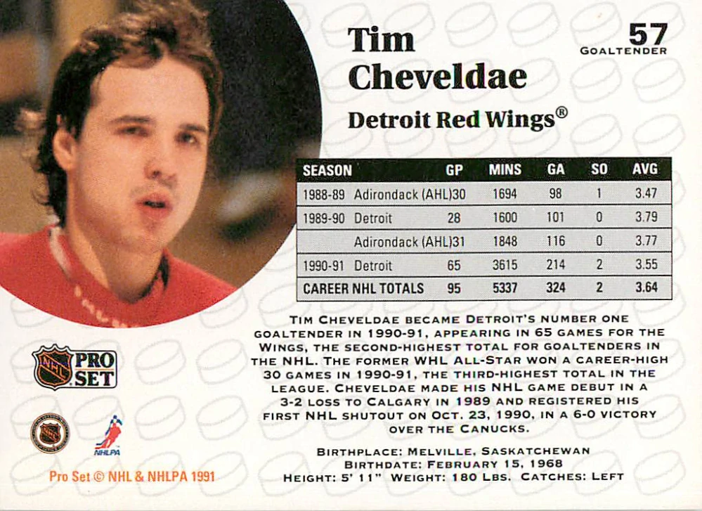1991-92 Pro Set - Tim Cheveldae #57