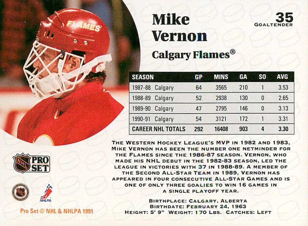 1991-92 Pro Set - Mike Vernon #35