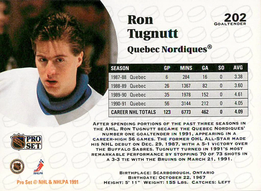 1991-92 Pro Set - Ron Tugnutt #202