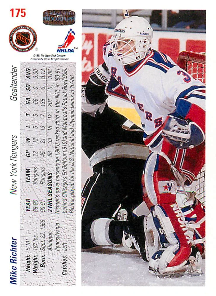 1991-92 UD Series - Mike Richter #175