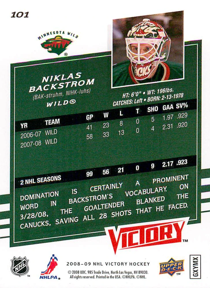 2008-09 UD Victory - Nicklas Backstrom #101