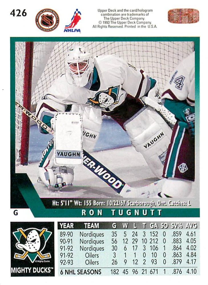 1993-94 UD Series 1 - Ron Tugnutt #426