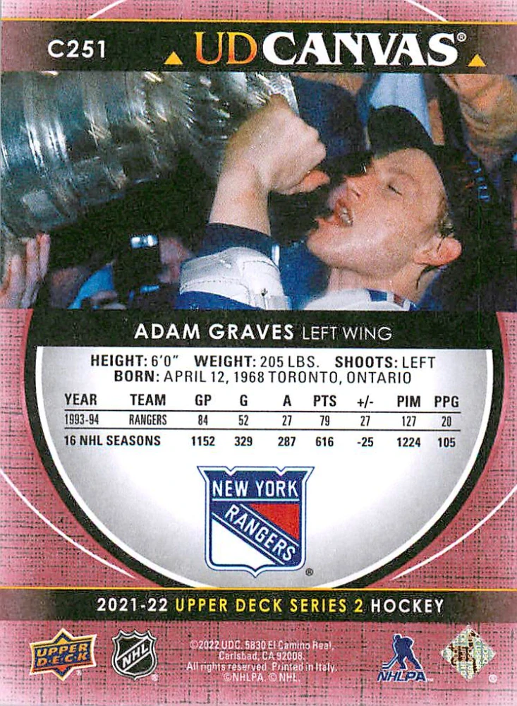 2021-22 UD Series 2 - Adam Graves - Canvas Retired Stars #C251