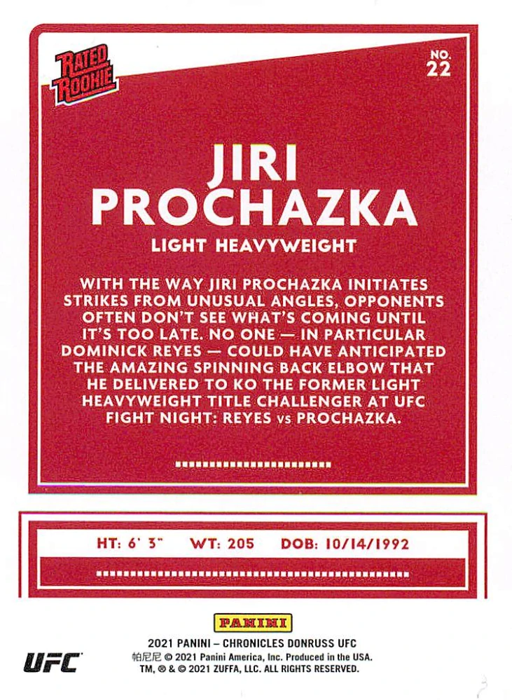 2021 Panini Chronicles - Jiří Procházka - Donruss Rated Rookies #22