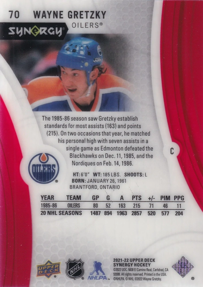 2021-22 UD Synergy - Wayne Gretzky #70