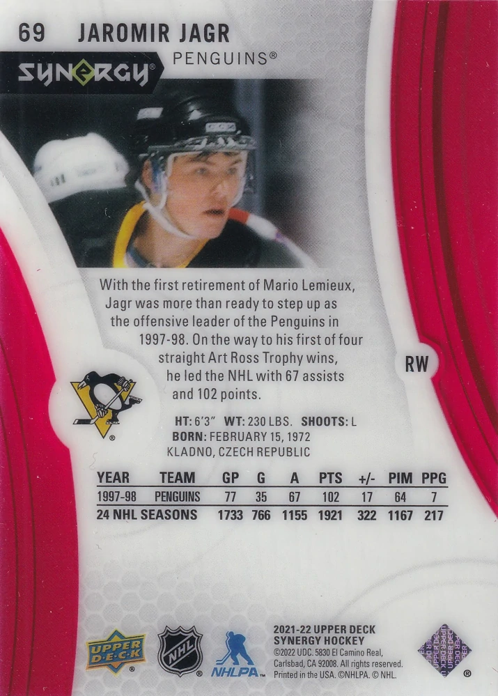 2021-22 UD Synergy - Jaromír Jágr #69