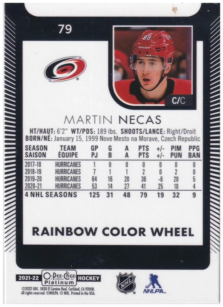 2021-22 UD O-Pee-Chee Platinum - Martin Nečas - Rainbow Color Wheel #79