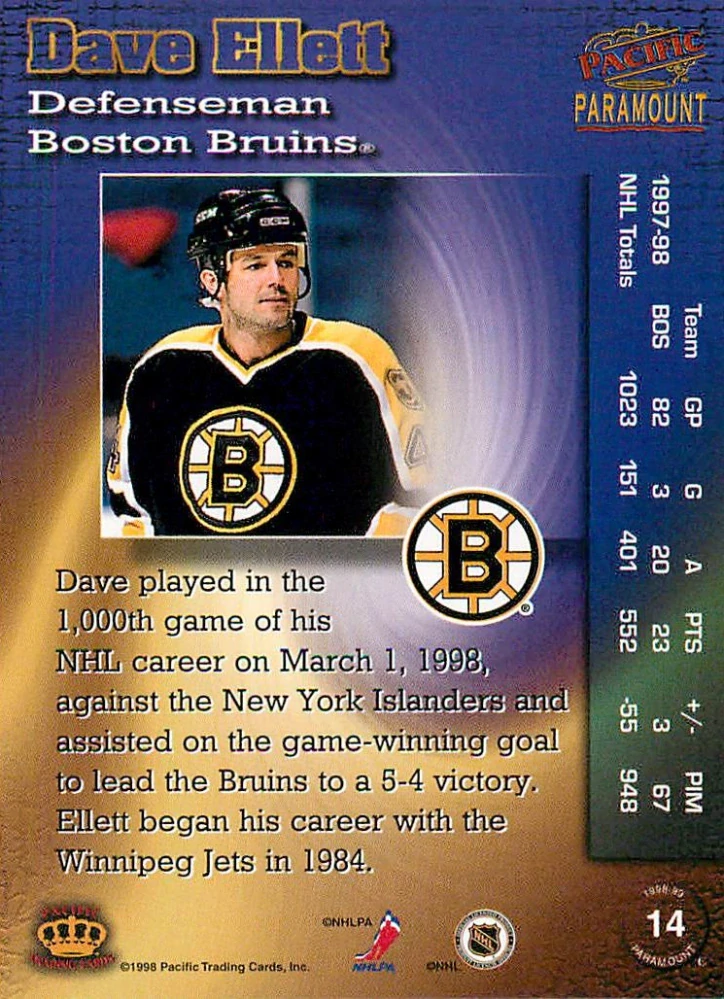 1998-99 Pacific Paramount - Dave Ellett #14