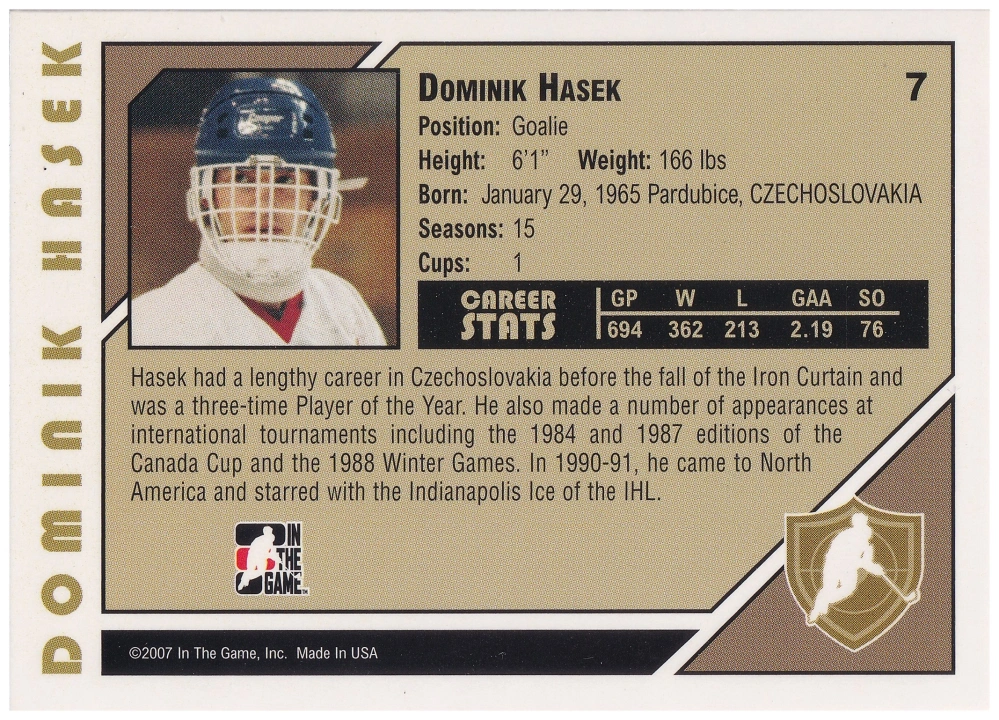 2007-08 ITG Heroes and Prospects - Dominik Hašek