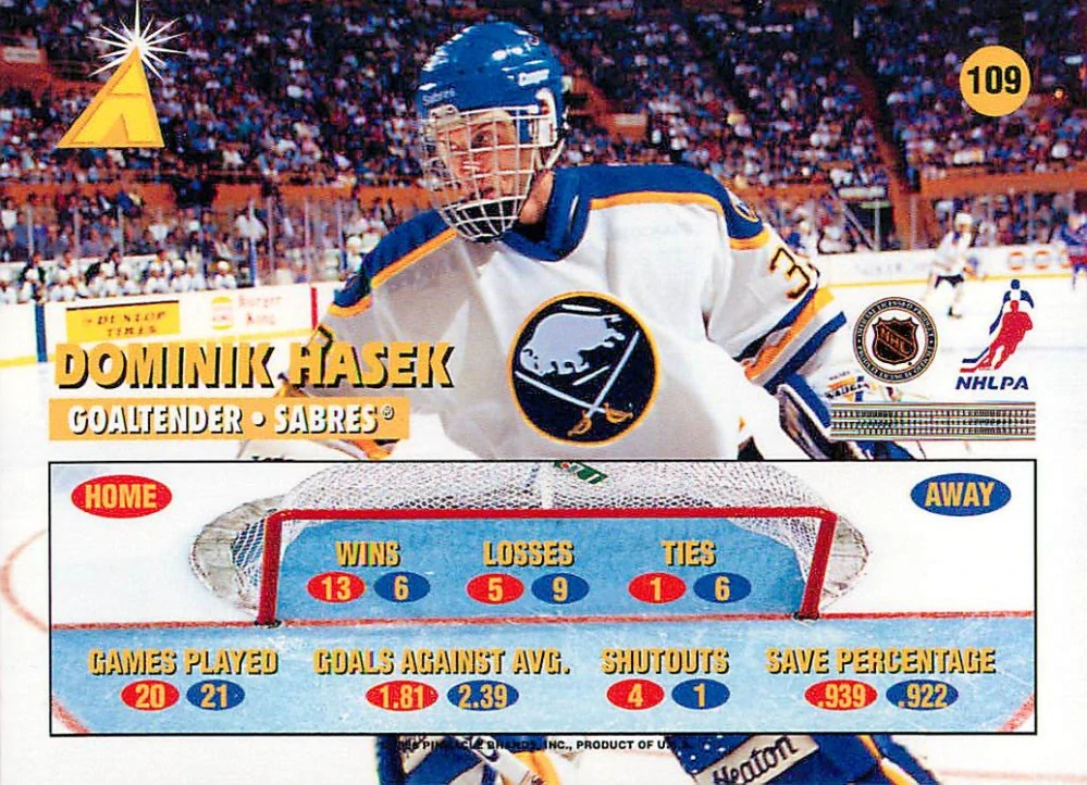1995-96 Pinnacle Zenith - Dominik Hašek #109