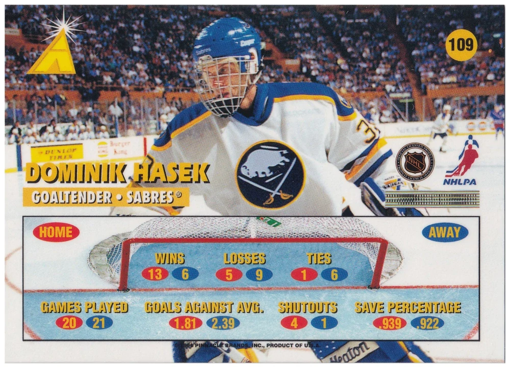 1995-96 Pinnacle Zenith - Dominik Hašek #109