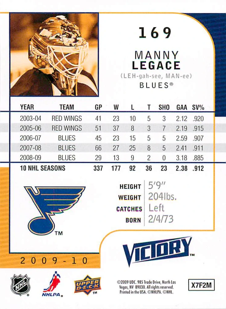 2009-10 UD Victory - Manny Legace #169