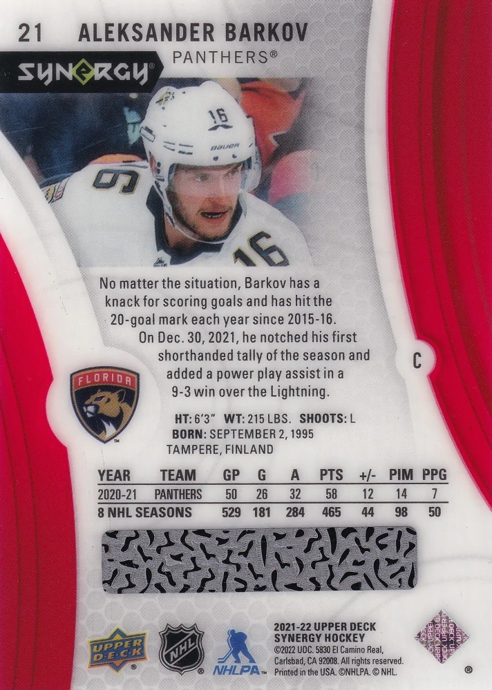 2021-22 UD Synergy - Aleksander Barkov #21
