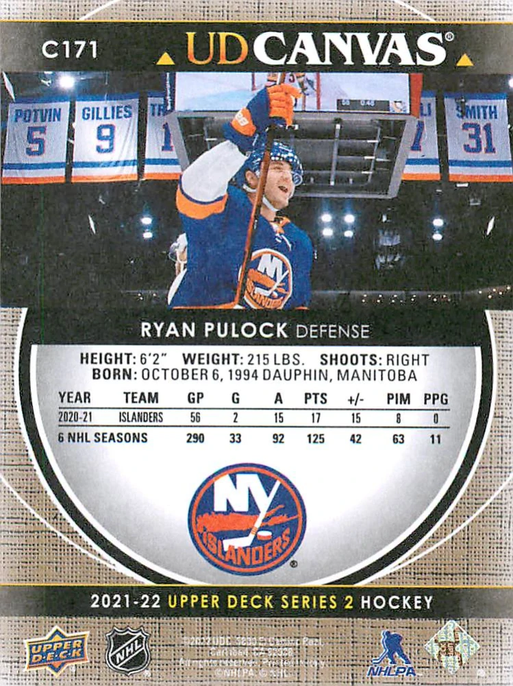2021-22 UD Series 2 - Ryan Pulock - Canvas #C171