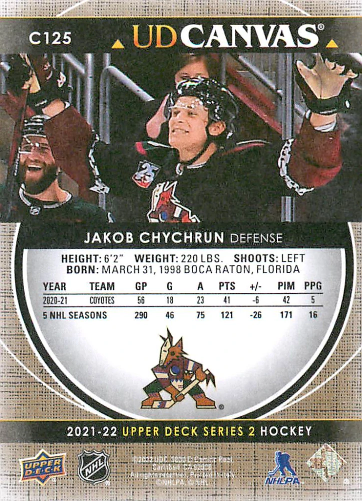 2021-22 UD Series 2 - Jakob Chychrun - Canvas #C125